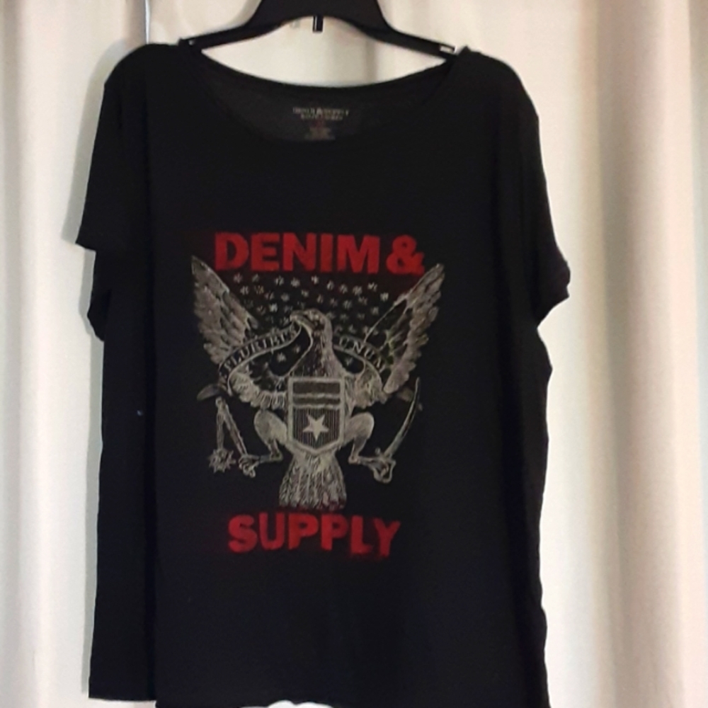 T SHIRT Denim & Supply XL black white red